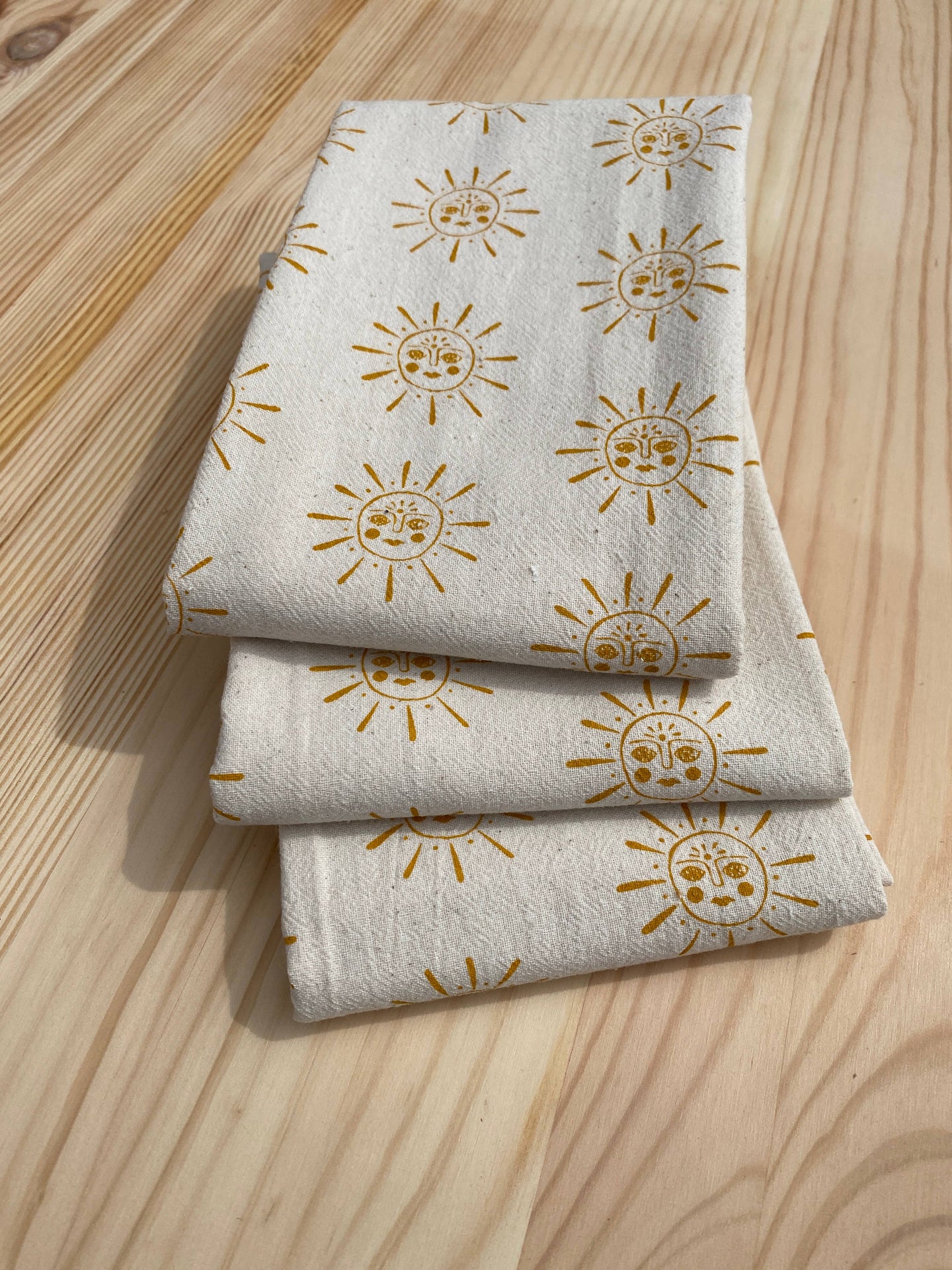 Sun Kitchen Towel, Handprinted Kitchen Towel