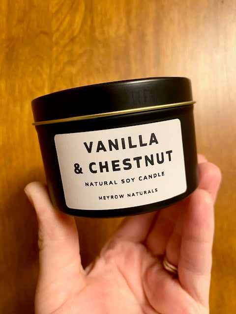 Vanilla & Chestnut 6oz Soy Tin Candle
