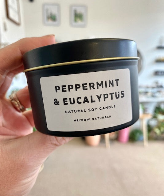 Peppermint & Eucalyptus 6oz. Soy Tin Candle