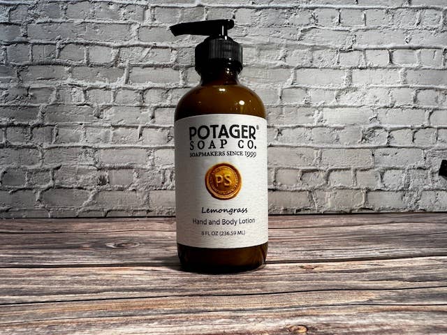 Potager Soap Company - Lemongrass Hand and Body Lotion 8 oz Glass Bottle